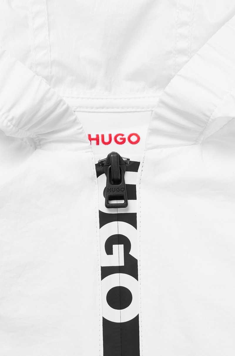 Hugo Boss Cazadora Cortavientos Con Capucha Y Logo Estampado Para Niños