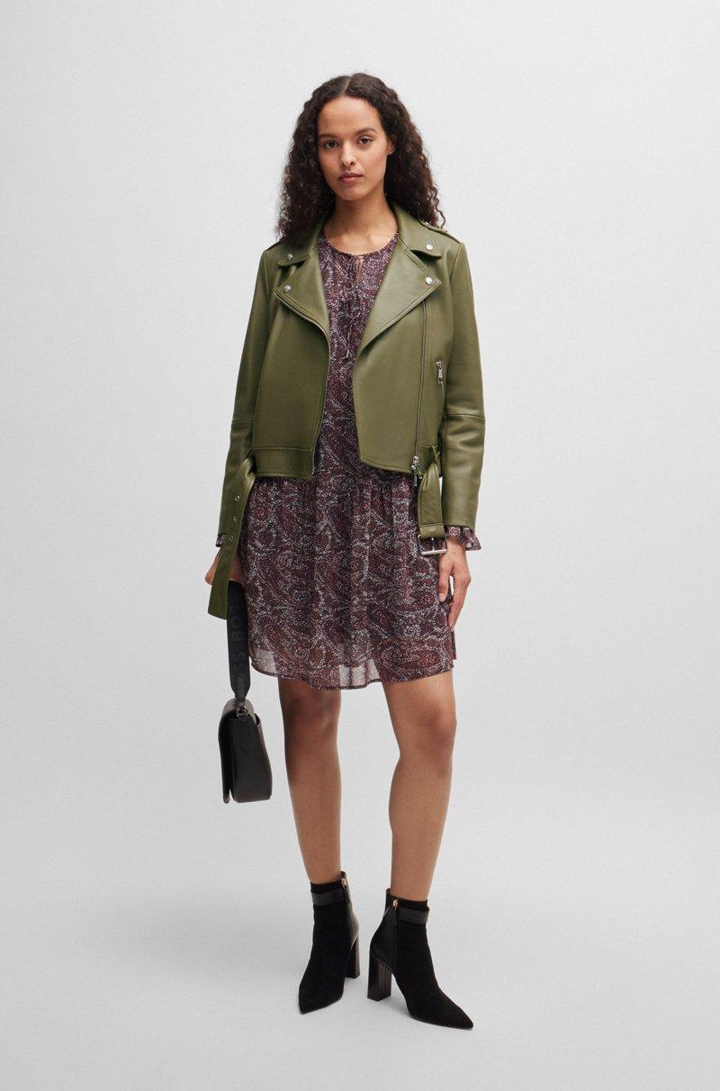 Hugo Boss Cazadora De Piel De Napa Regular Fit Con Cinturón De Hebilla