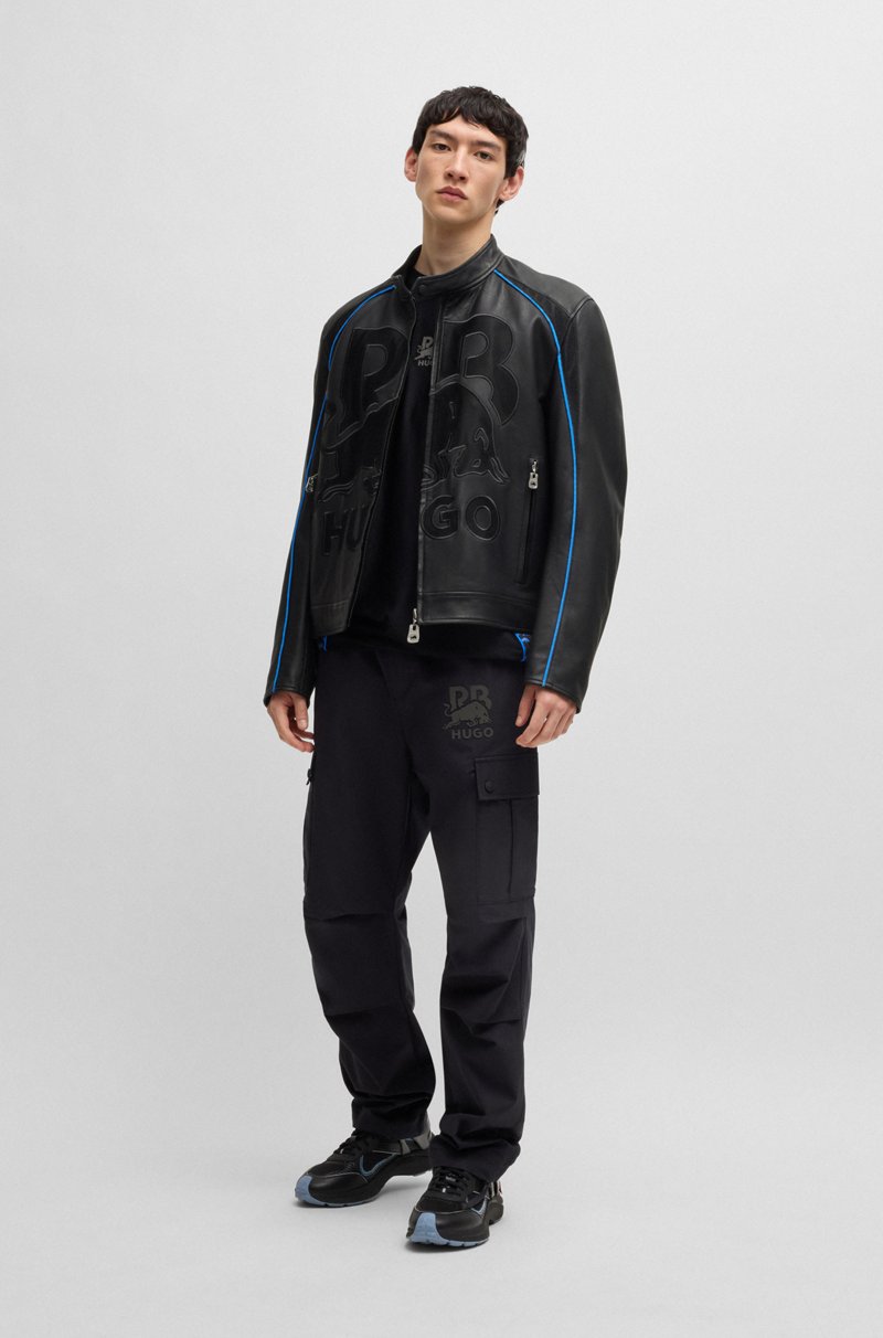 Hugo Boss Cazadora De Piel Slim Fit HUGO X RB Con Logo De Malla