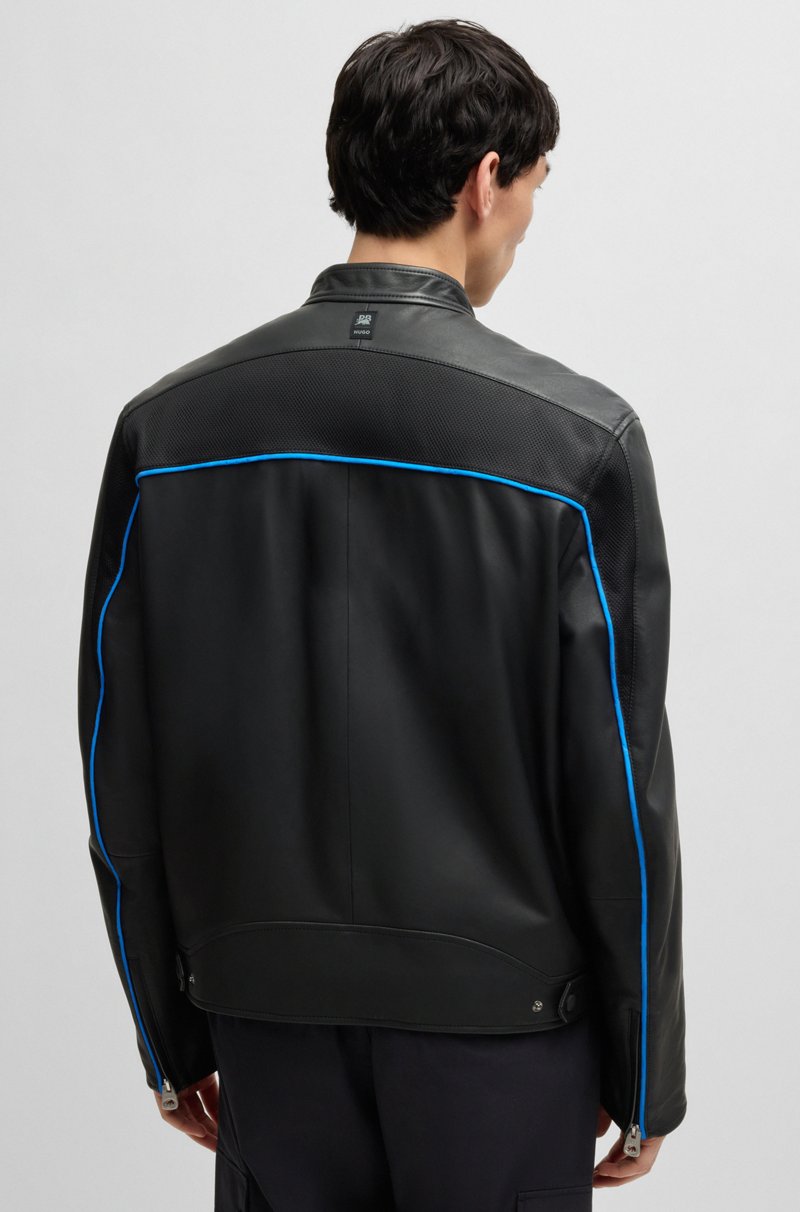 Hugo Boss Cazadora De Piel Slim Fit HUGO X RB Con Logo De Malla