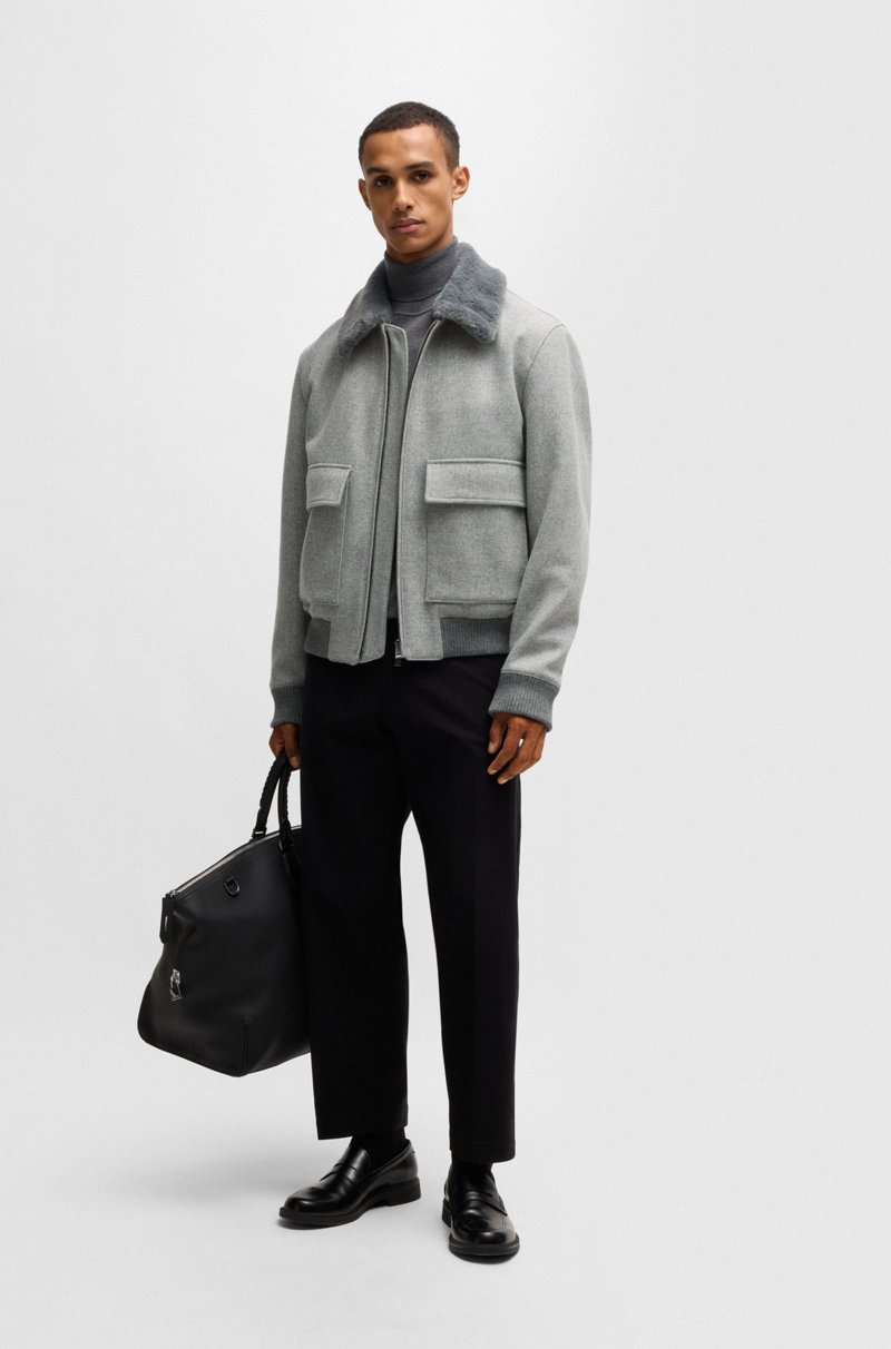 Hugo Boss Cazadora De Piloto Regular Fit Con Cuello De Imitación De Piel Extraíble