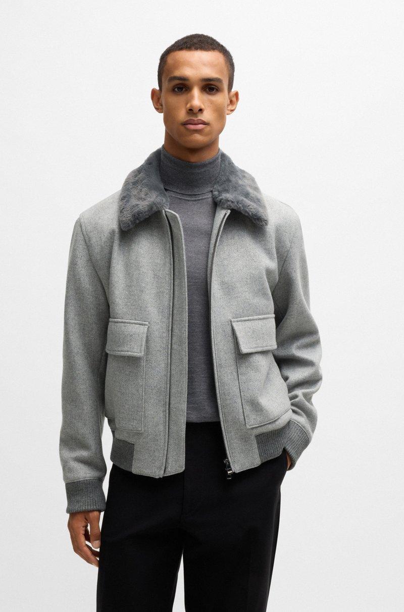 Hugo Boss Cazadora De Piloto Regular Fit Con Cuello De Imitación De Piel Extraíble