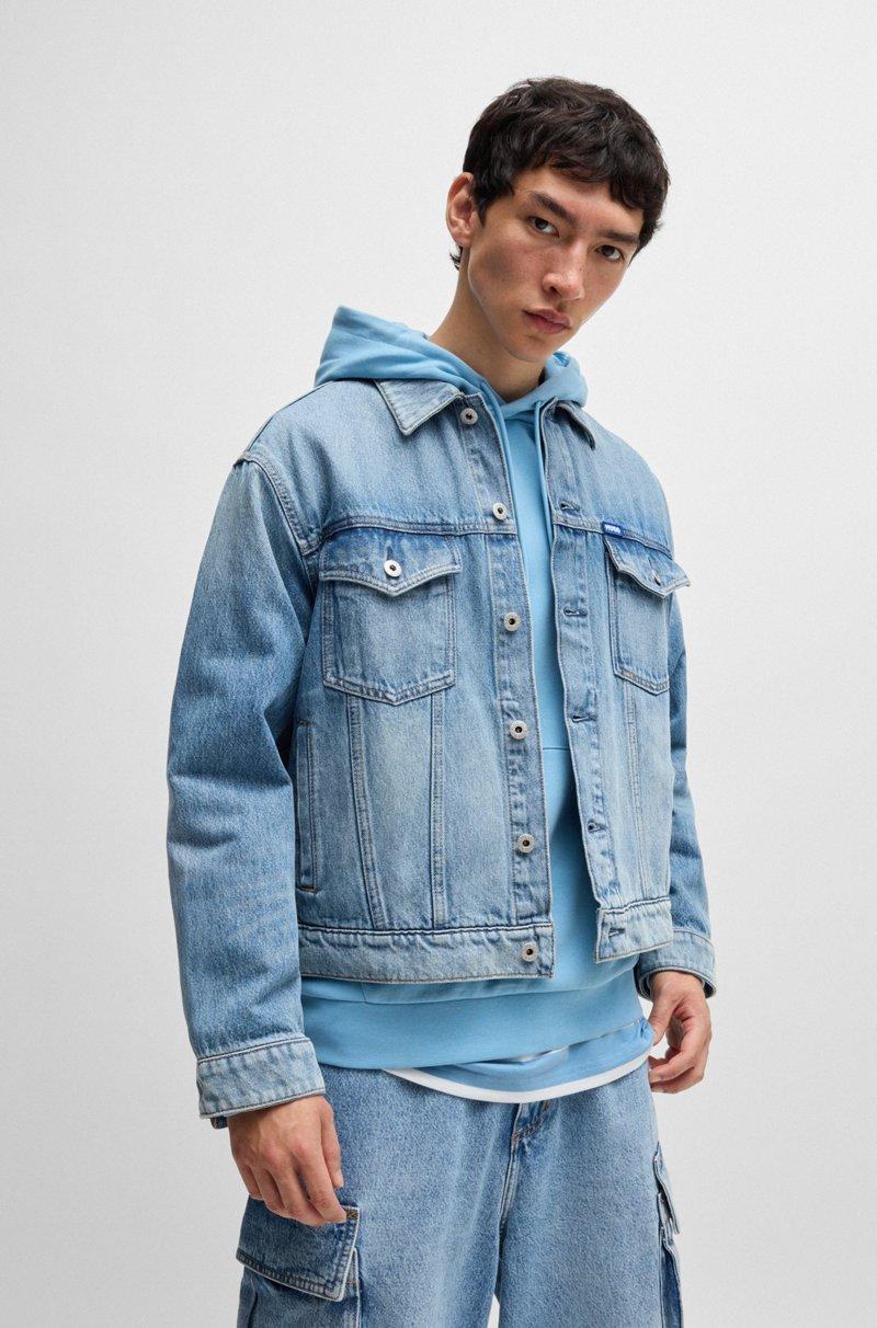 Hugo Boss Cazadora regular fit de tejido denim con detalles de logo