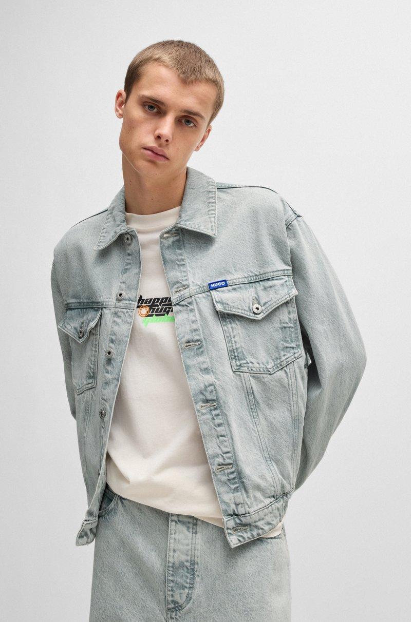 Hugo Boss Cazadora regular fit en denim gris claro lavado a la piedra