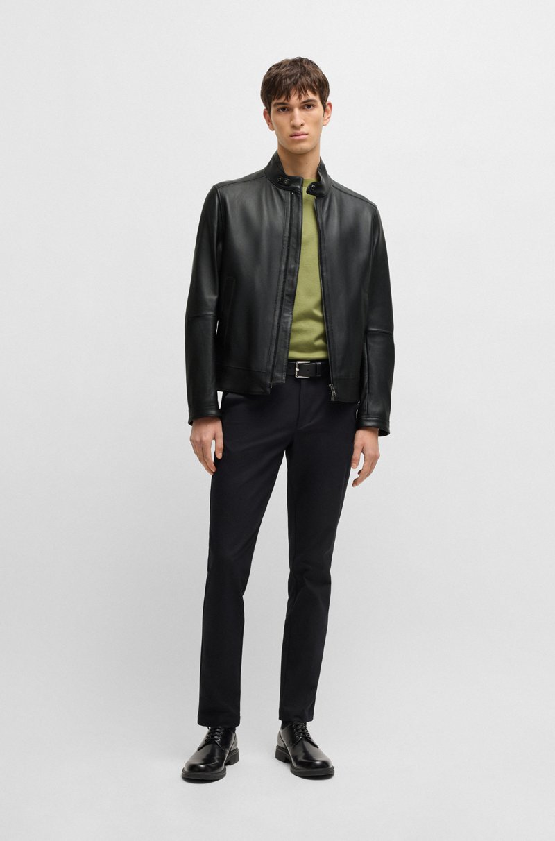 Hugo Boss Cazadora Regular Fit En Piel De Napa Granulada