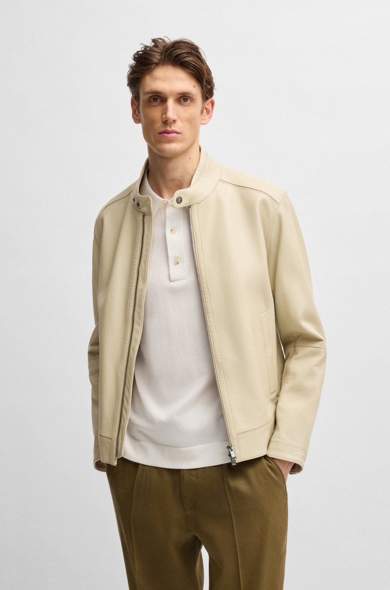 Hugo Boss Cazadora regular fit en piel de napa granulada