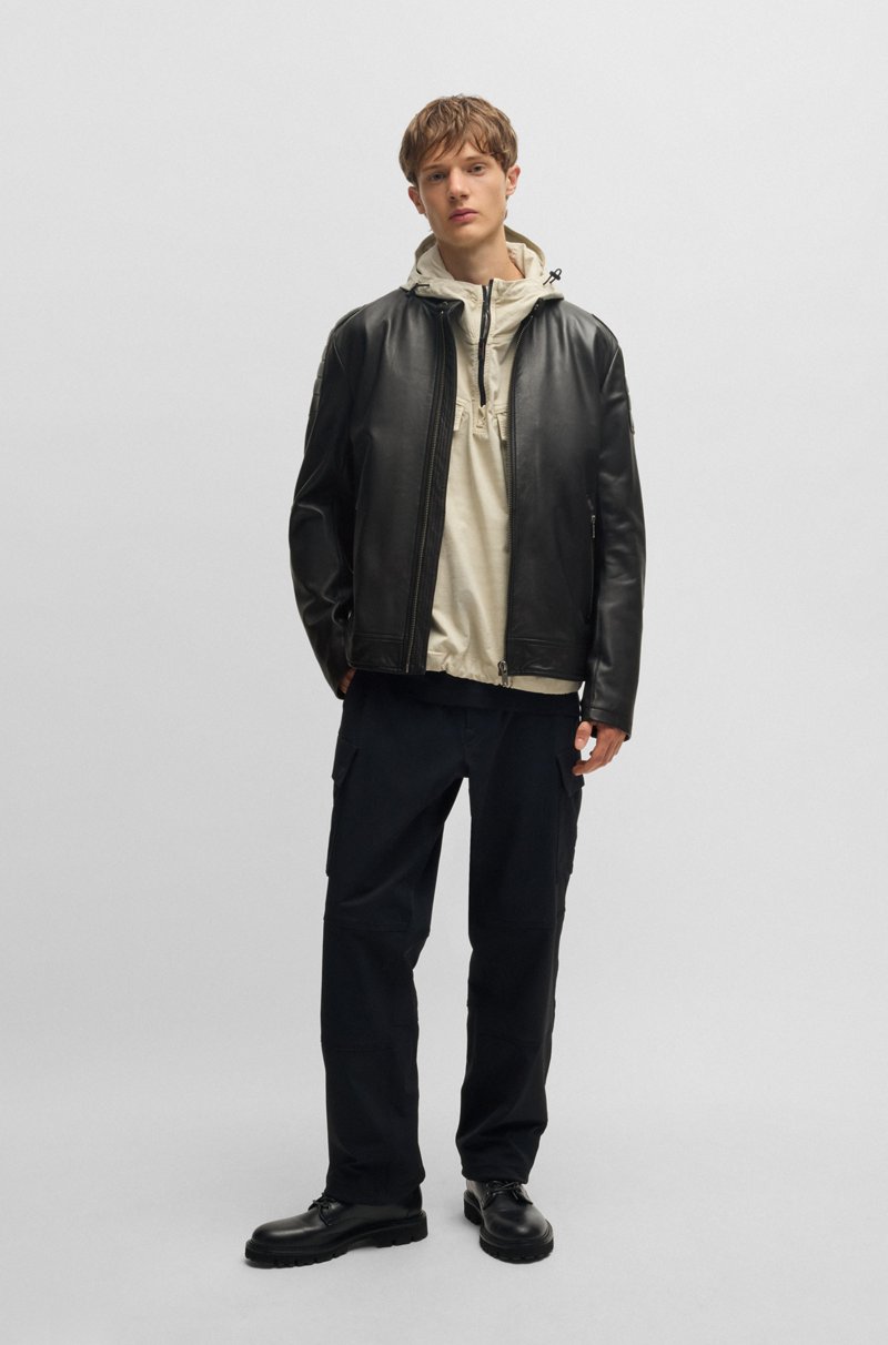 Hugo Boss Cazadora Regular Fit En Piel De Tacto Suave