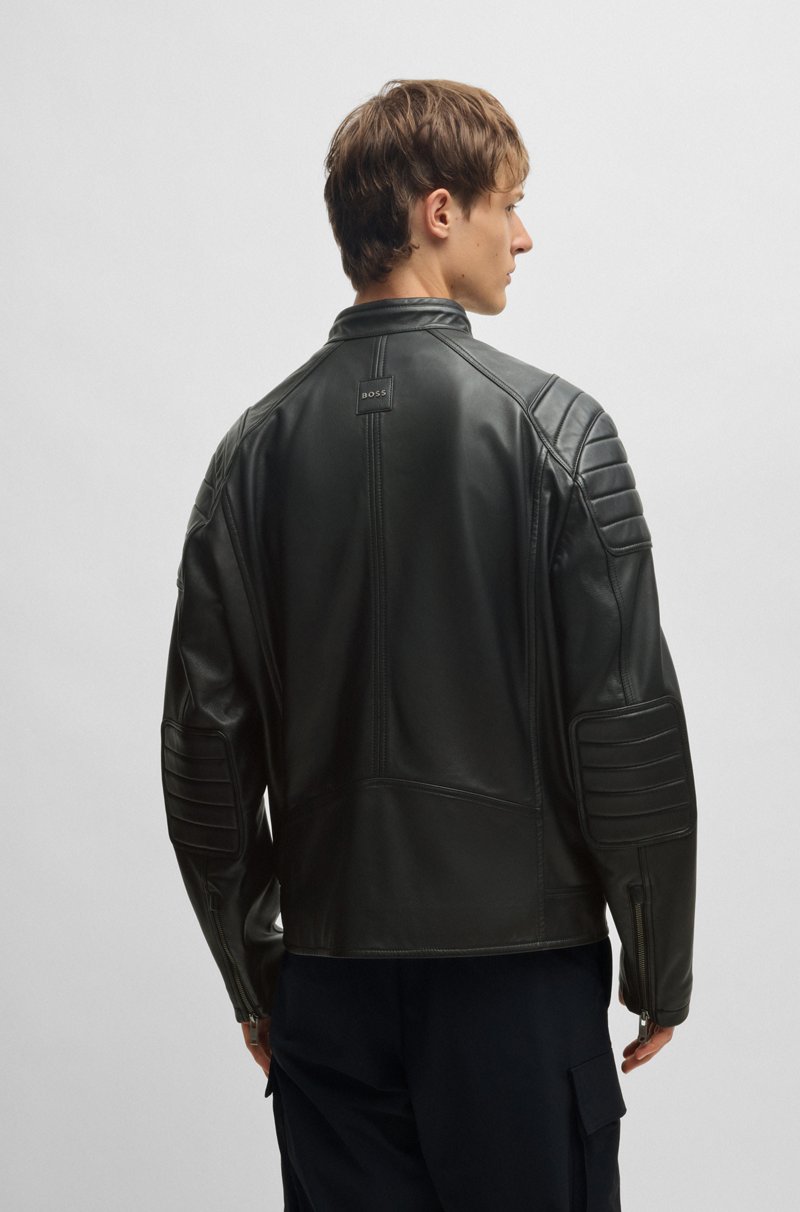 Hugo Boss Cazadora Regular Fit En Piel De Tacto Suave