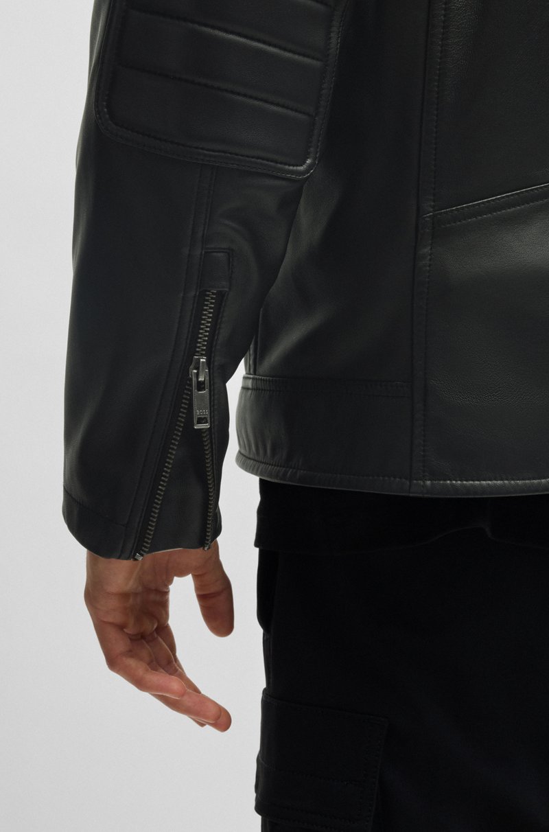 Hugo Boss Cazadora Regular Fit En Piel De Tacto Suave