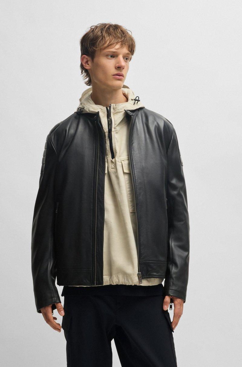 Hugo Boss Cazadora regular fit en piel de tacto suave