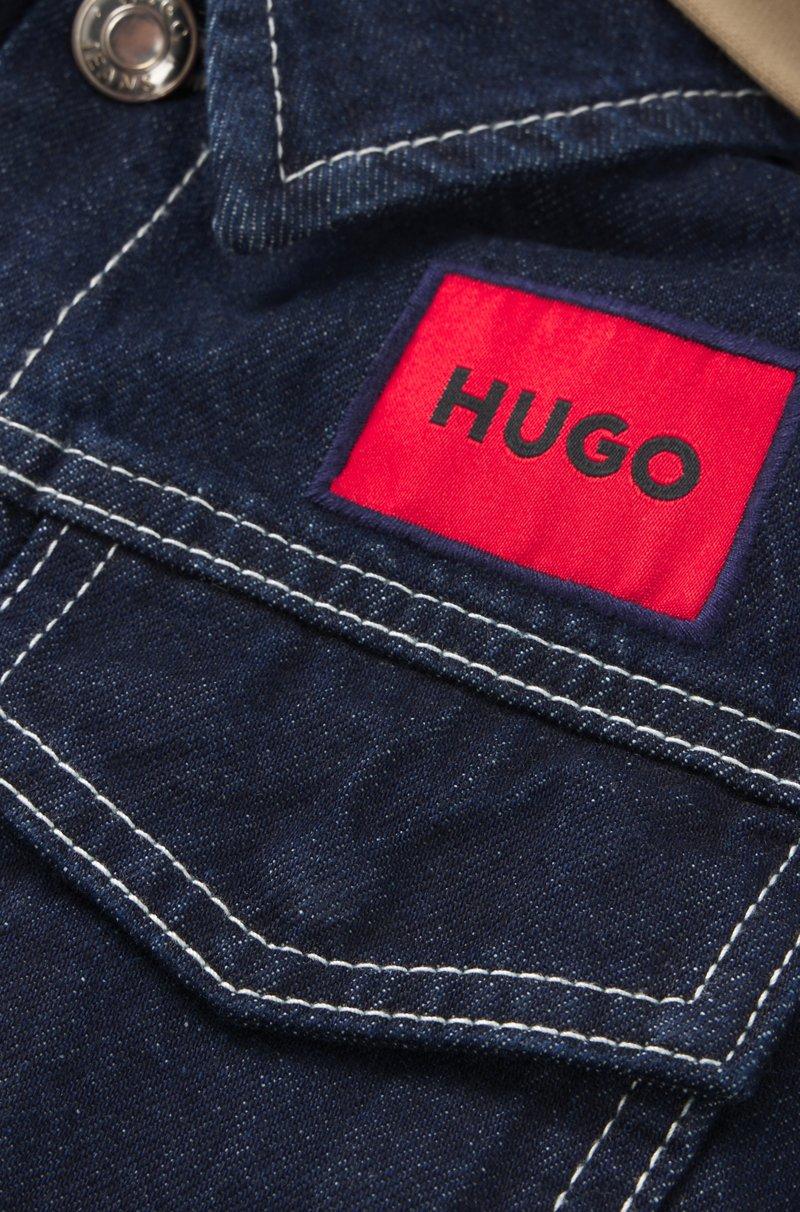Hugo Boss Cazadora Vaquera Para Niños Con Capucha Extraíble De Forro Polar