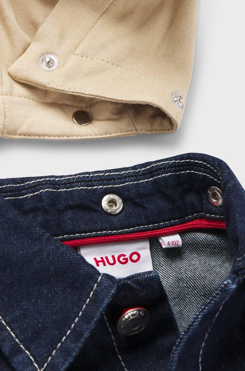 Hugo Boss Cazadora Vaquera Para Niños Con Capucha Extraíble De Forro Polar