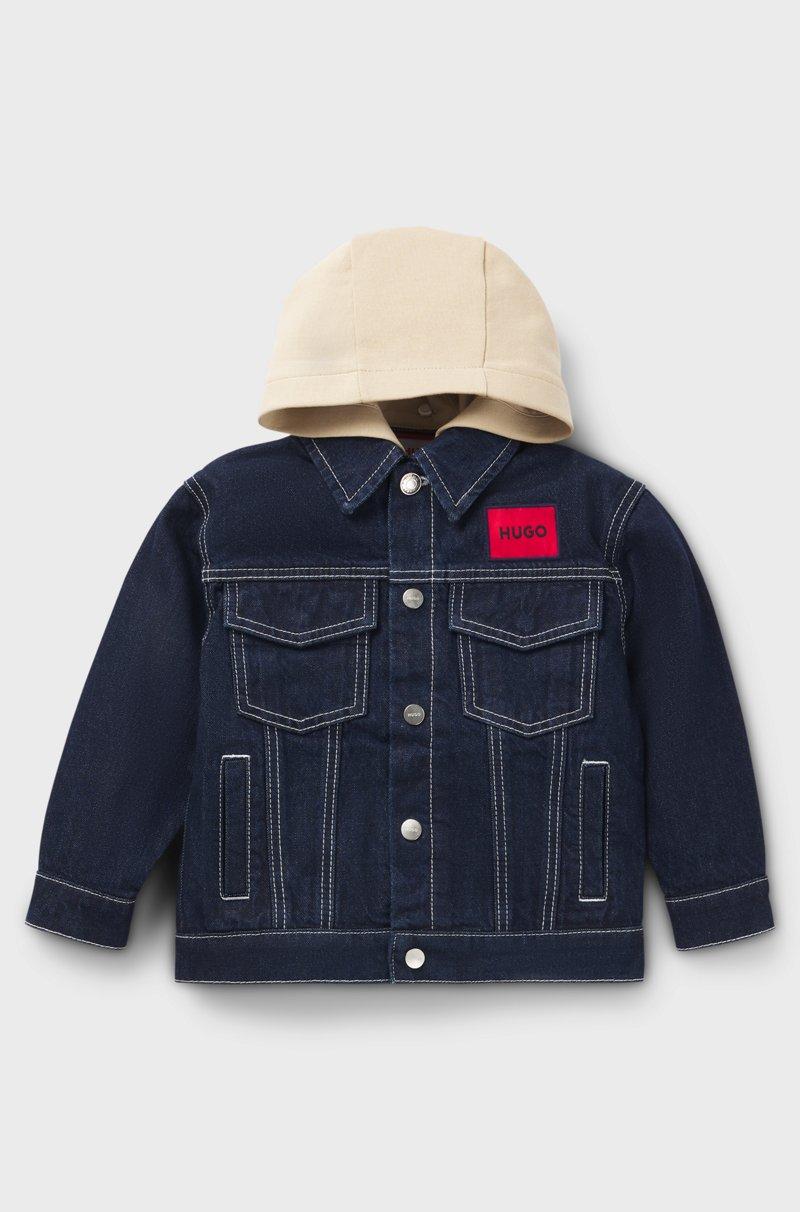 Hugo Boss Cazadora vaquera para niños con capucha extraíble de forro polar