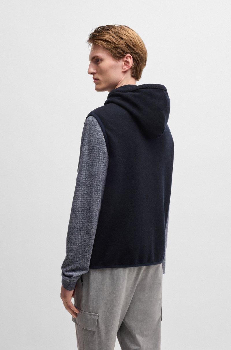 Hugo Boss Chaleco Con Capucha En Lana Con Panel Delantero En Mezcla De Plumón