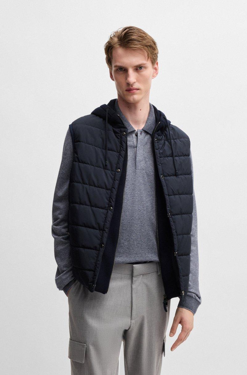 Hugo Boss Chaleco Con Capucha En Lana Con Panel Delantero En Mezcla De Plumón