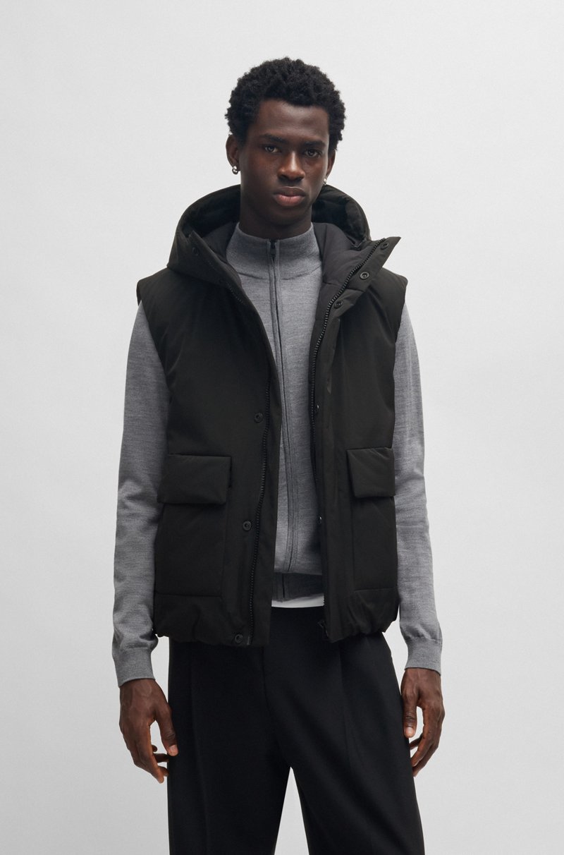 Hugo Boss Chaleco relaxed fit con capucha en tejido repelente al agua