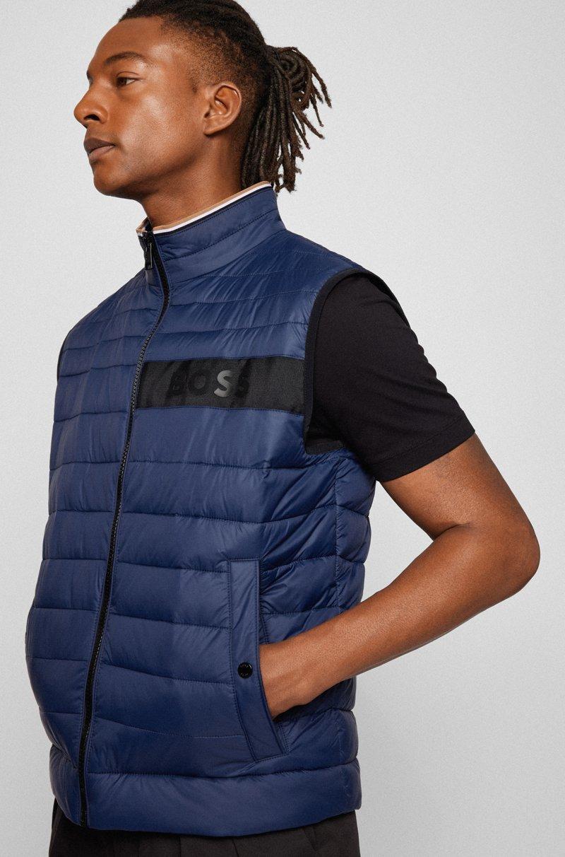 Hugo Boss Chaleco Repelente Al Agua Con Cinta De Logo En 3D