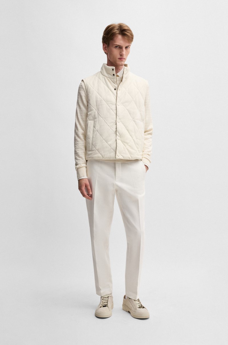 Hugo Boss Chaleco Reversible En Piel Nobuk Y Tejido A Cuadros