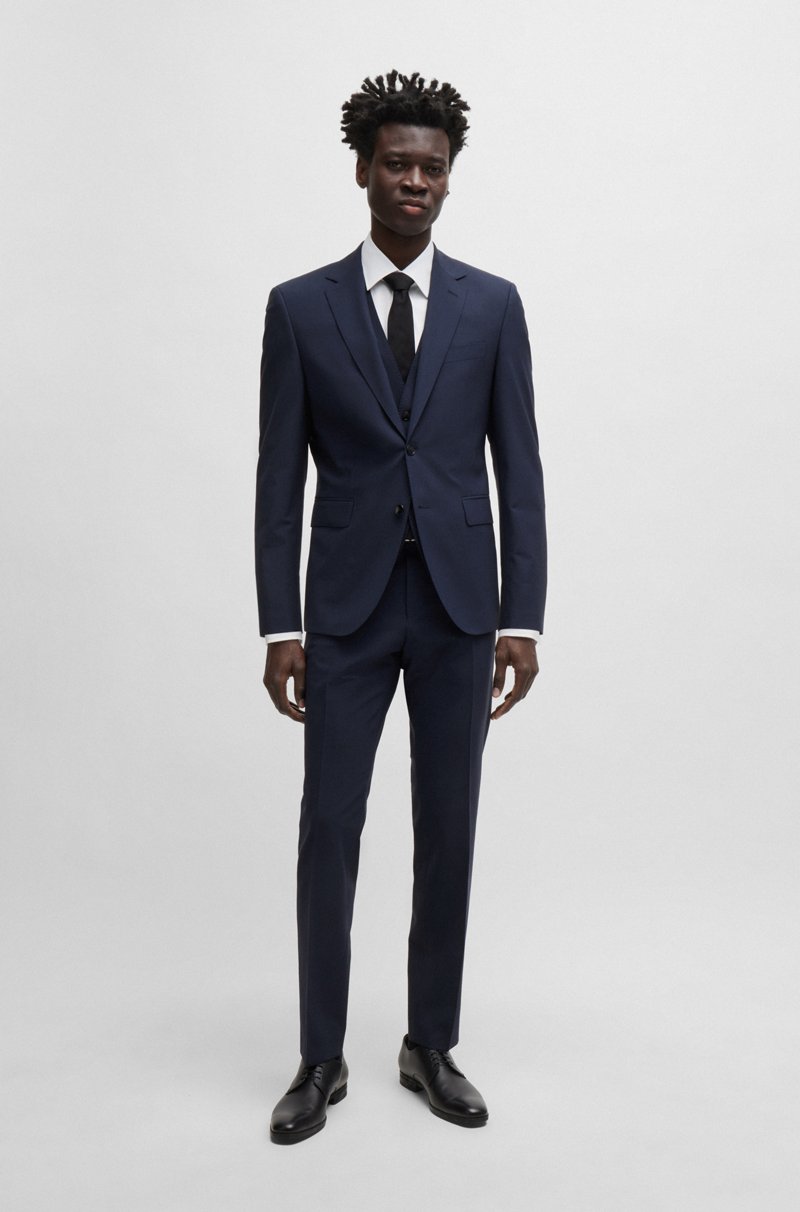 Hugo Boss Chaleco Slim Fit En Lana Virgen Con Elástico