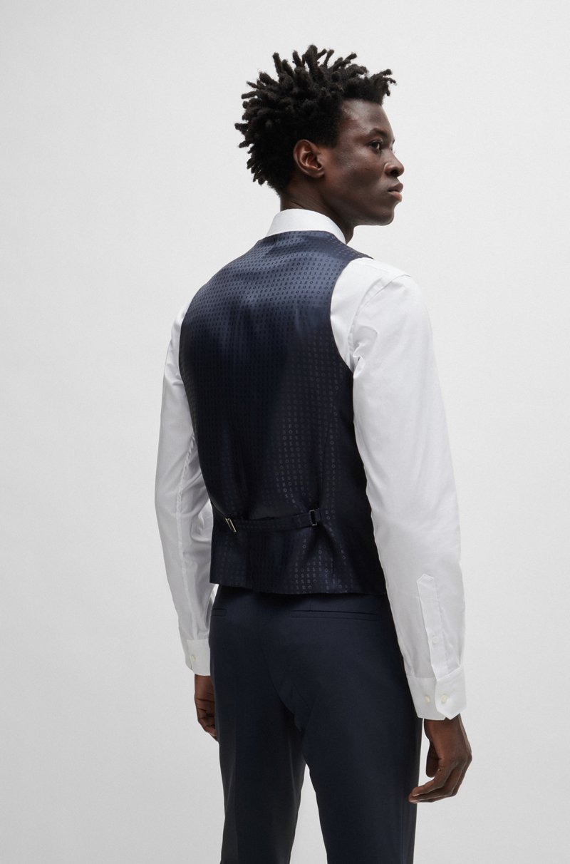 Hugo Boss Chaleco Slim Fit En Lana Virgen Con Elástico