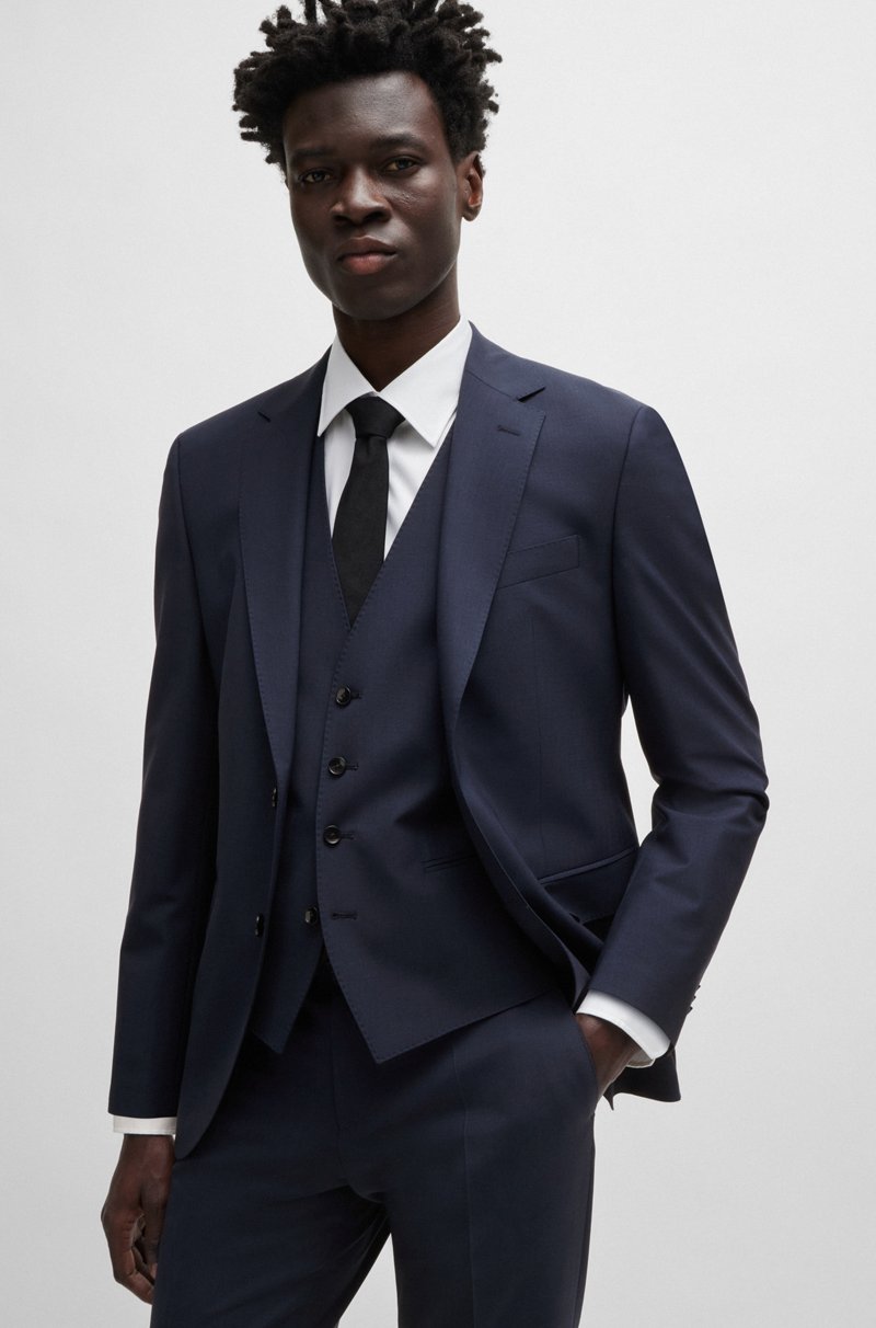 Hugo Boss Chaleco Slim Fit En Lana Virgen Con Elástico