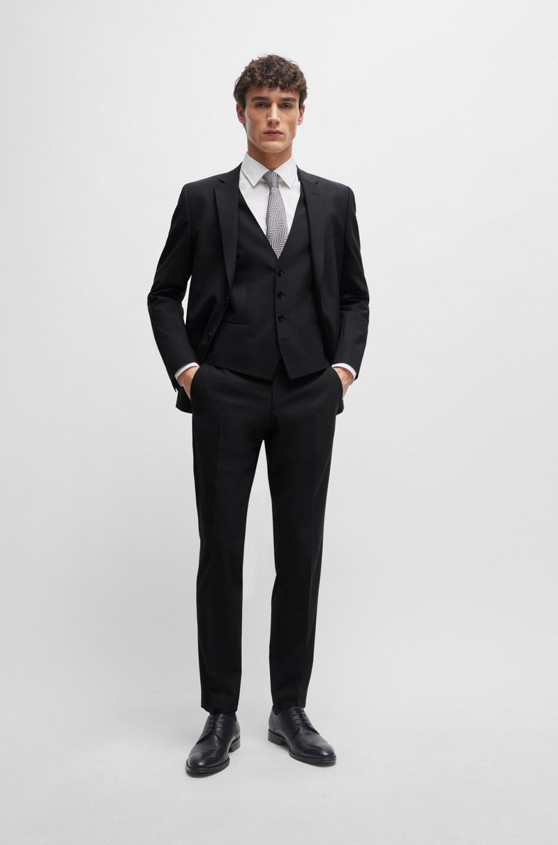 Hugo Boss Chaleco Slim Fit En Lana Virgen Con Elástico