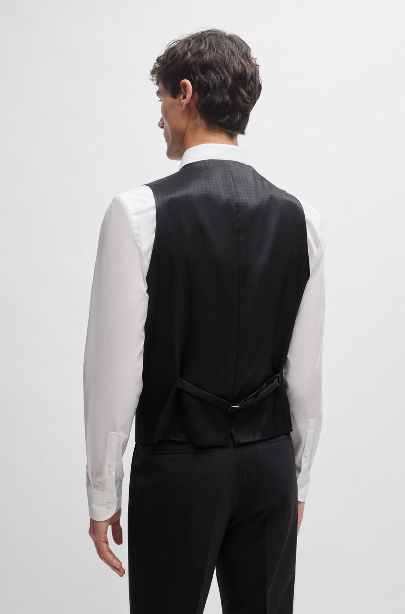 Hugo Boss Chaleco Slim Fit En Lana Virgen Con Elástico