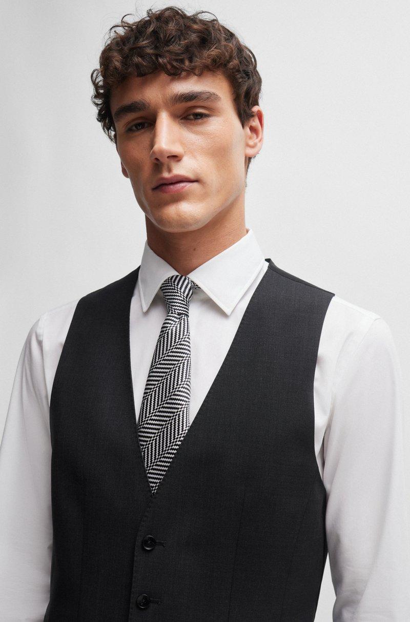 Hugo Boss Chaleco Slim Fit En Lana Virgen Con Elástico