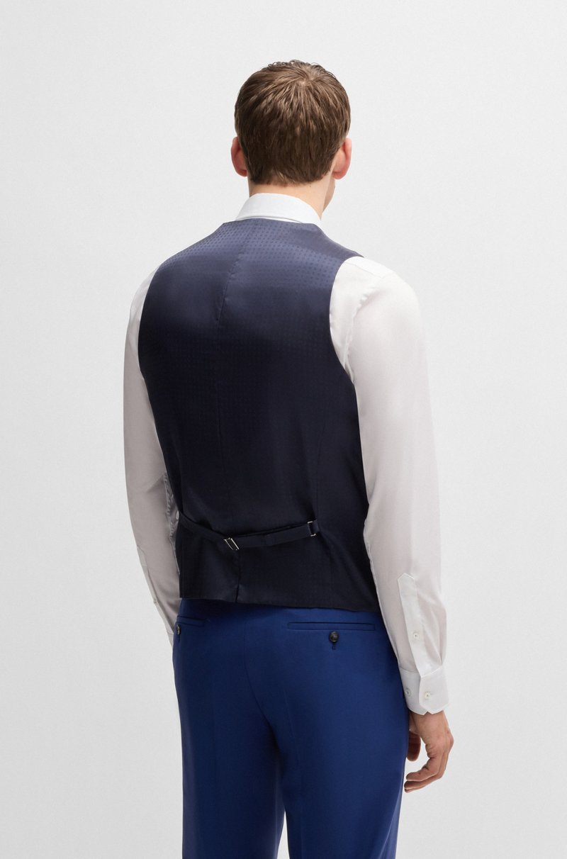 Hugo Boss Chaleco Slim Fit En Lana Virgen Con Elástico