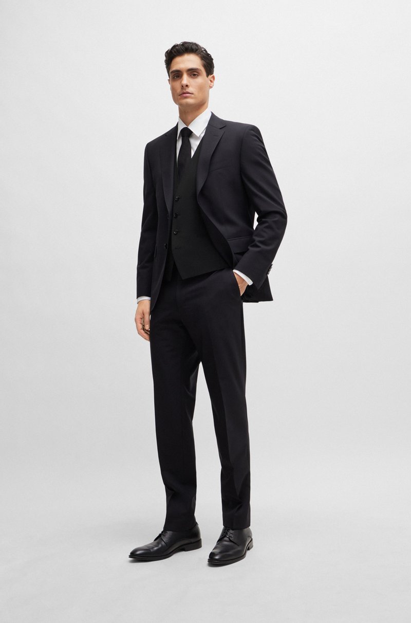 Hugo Boss Chaleco Slim Fit En Lana Virgen Con Elástico