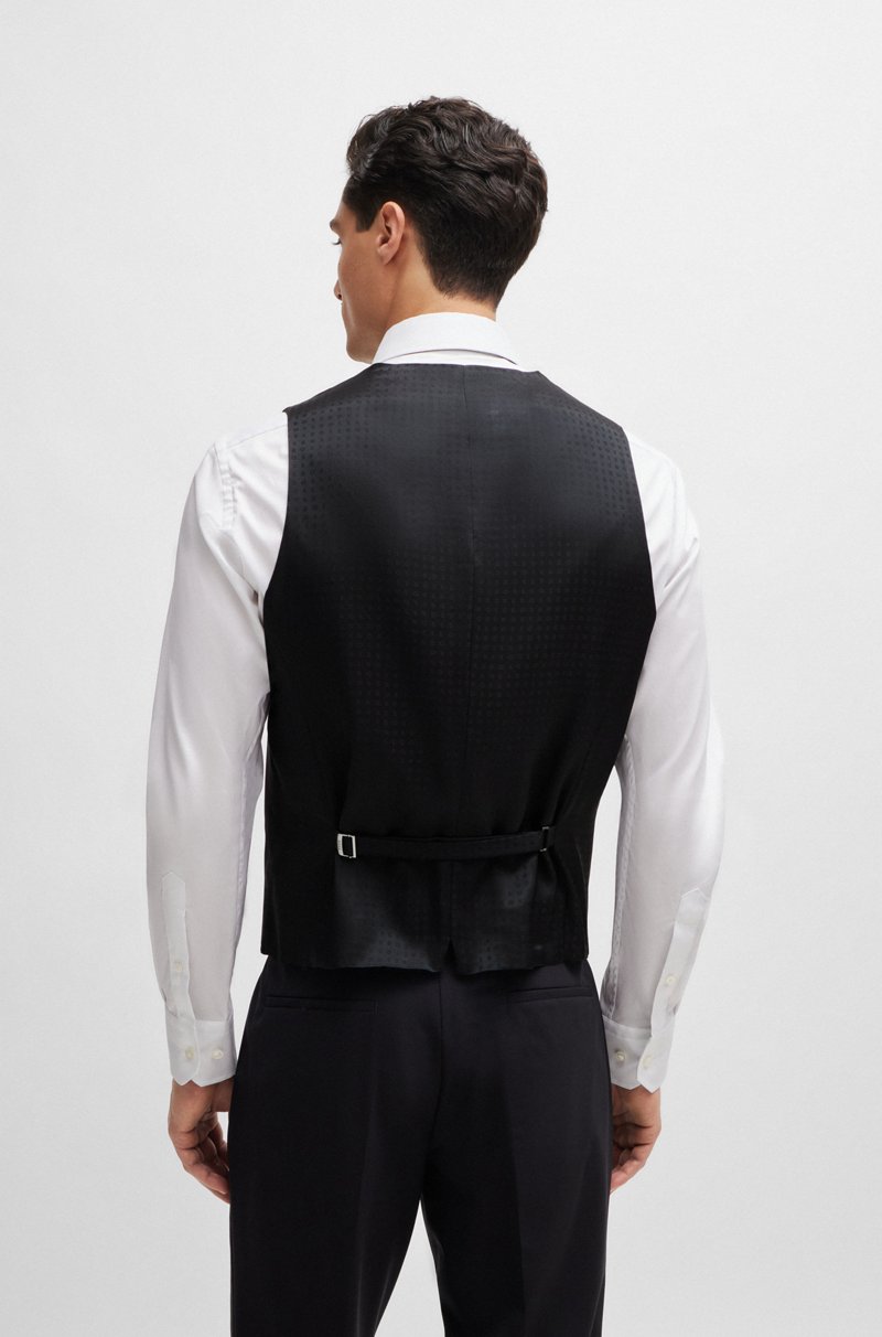 Hugo Boss Chaleco Slim Fit En Lana Virgen Con Elástico