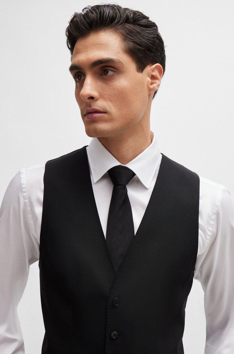 Hugo Boss Chaleco Slim Fit En Lana Virgen Con Elástico
