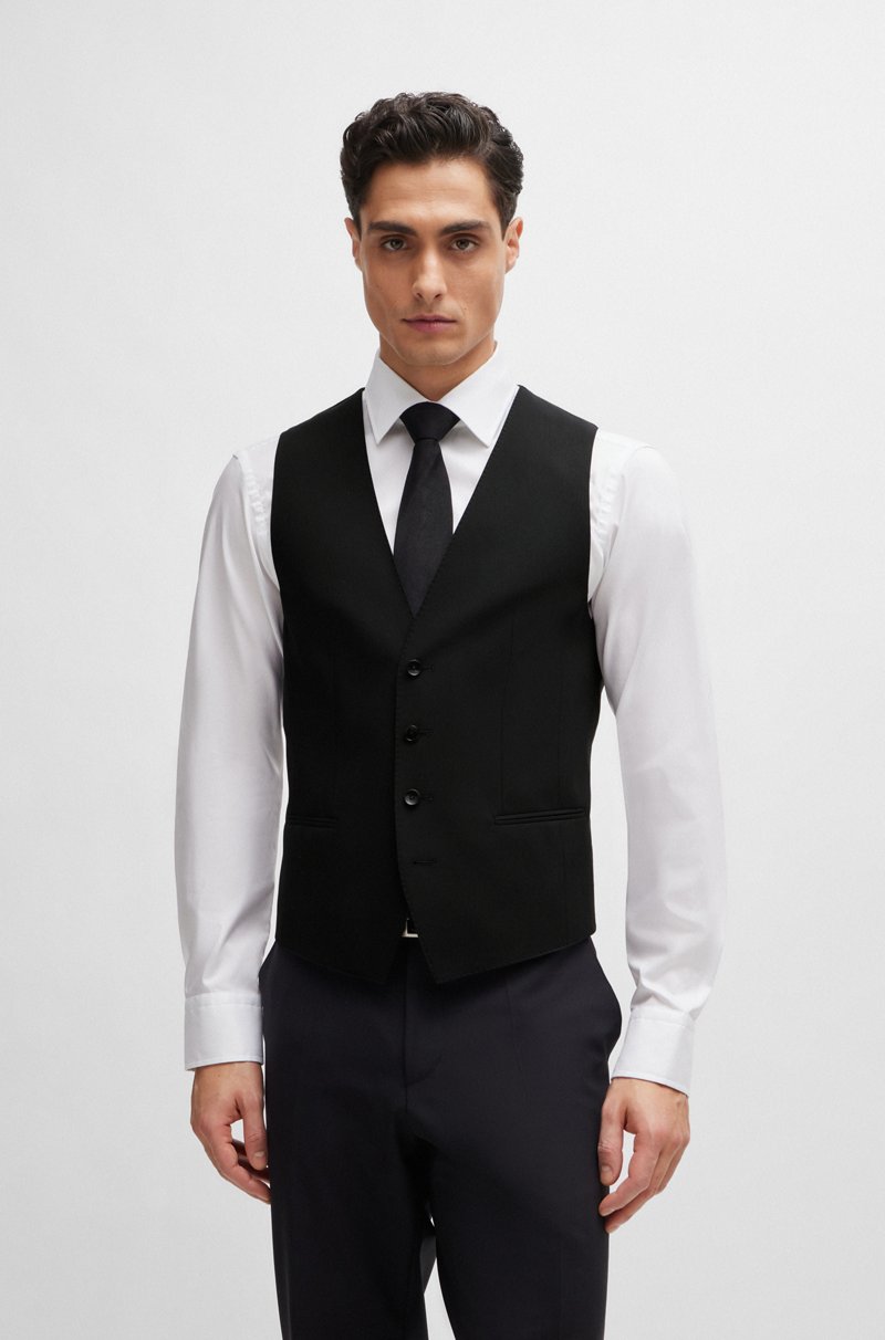Hugo Boss Chaleco slim fit en lana virgen con elástico