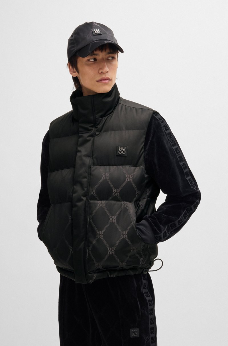 Hugo Boss Chaleco slim fit repelente al agua con jacquard de la marca