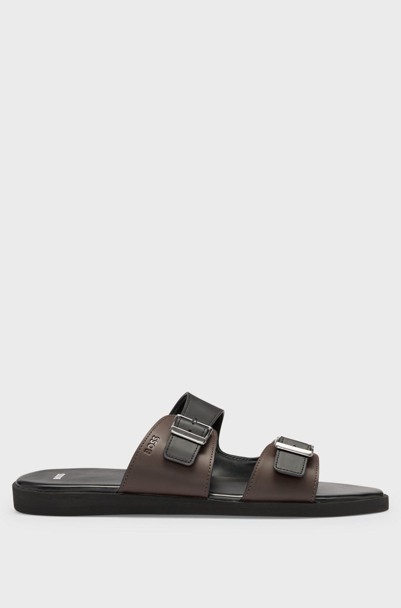 Hugo Boss Chanclas Con Hebilla Y Dos Tiras De Piel Sintética