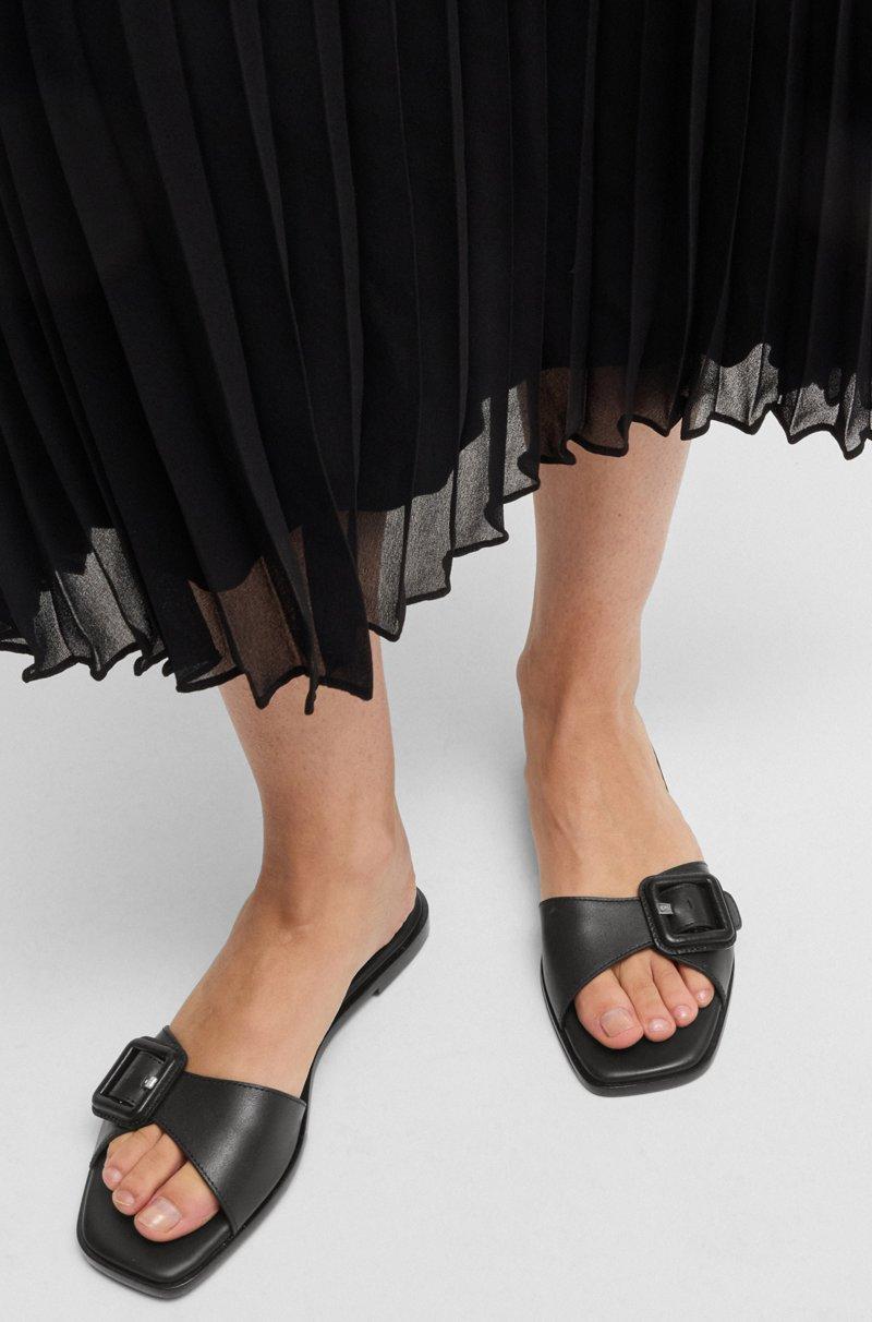 Hugo Boss Chanclas De Piel Con Detalle De Logo En La Hebilla