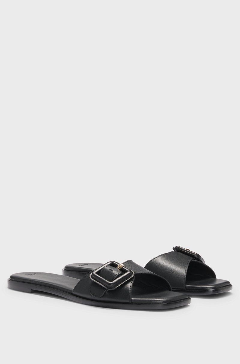 Hugo Boss Chanclas de piel con detalle de logo en la hebilla