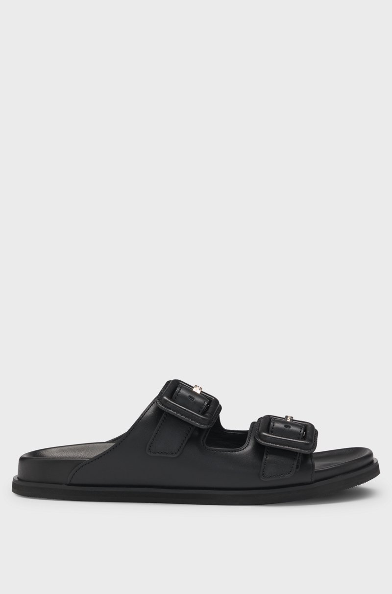 Hugo Boss Chanclas De Piel Con Dos Tiras Con Hebilla