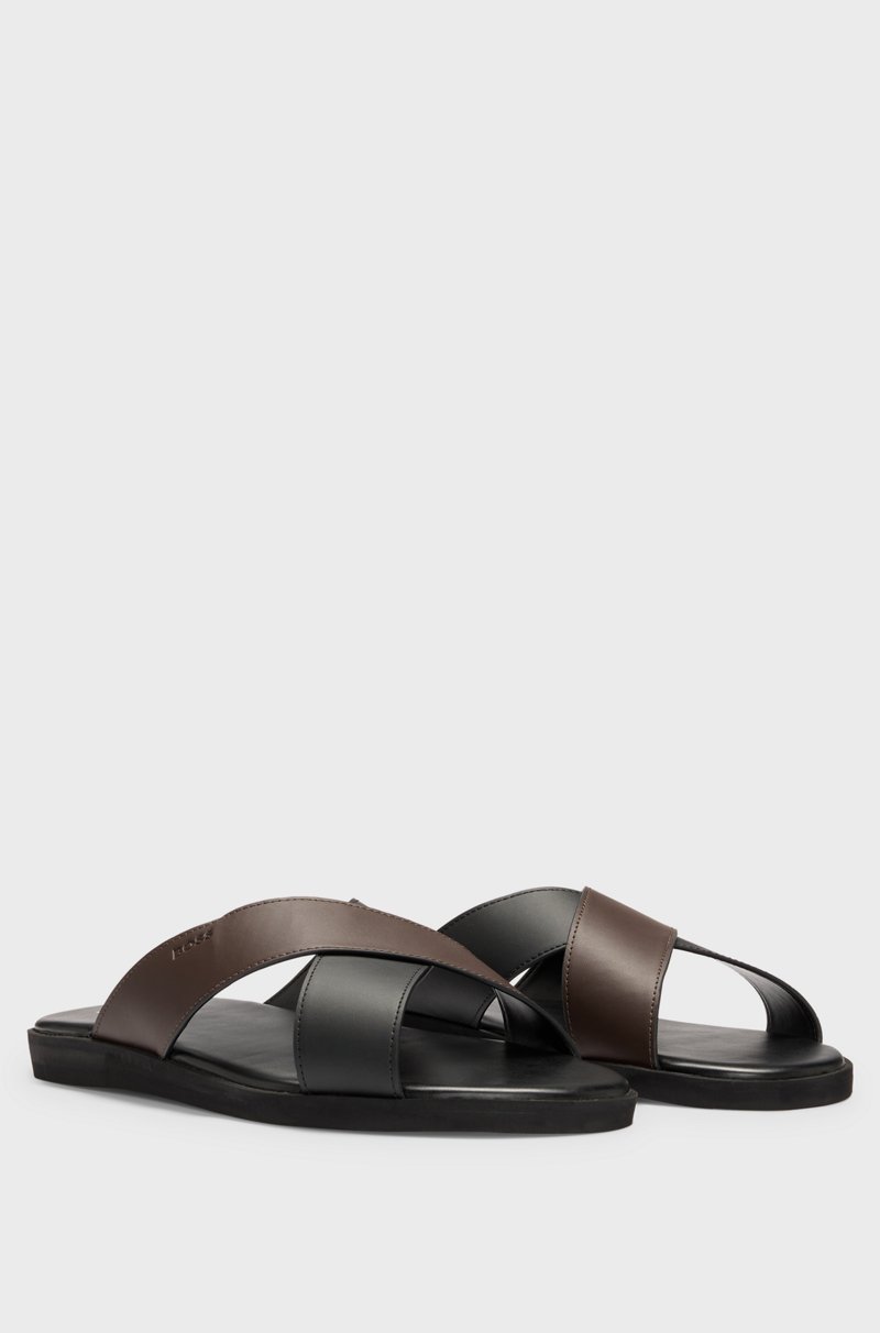 Hugo Boss Chanclas de piel sintética con tiras en dos tonos