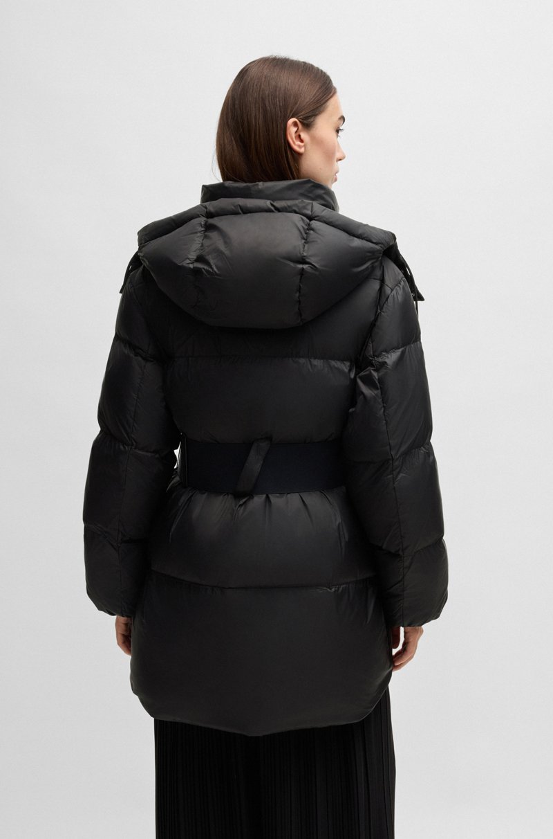 Hugo Boss Chaqueta Acolchada Con Capucha Extraíble Y Cinturón Desmontable Con Logo