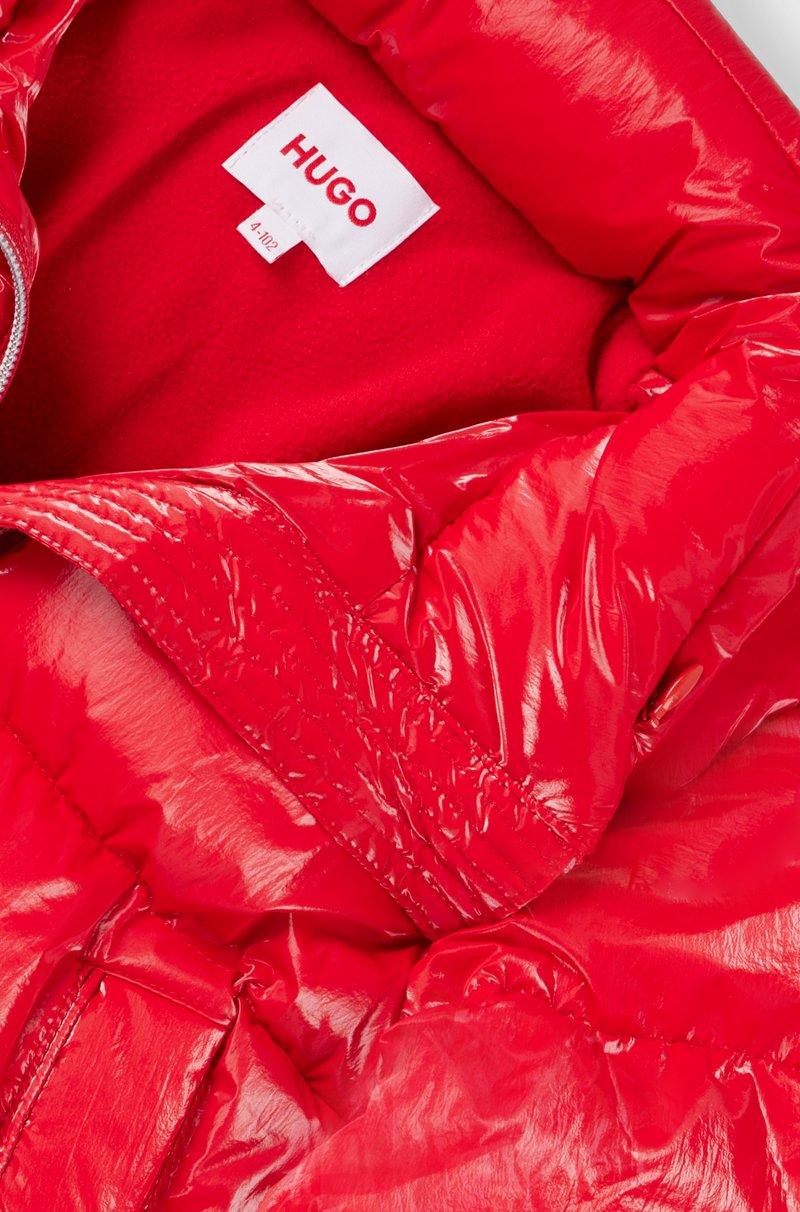 Hugo Boss Chaqueta Acolchada Con Capucha Para Niños De Tejido Arrugado Recubierto Con Película