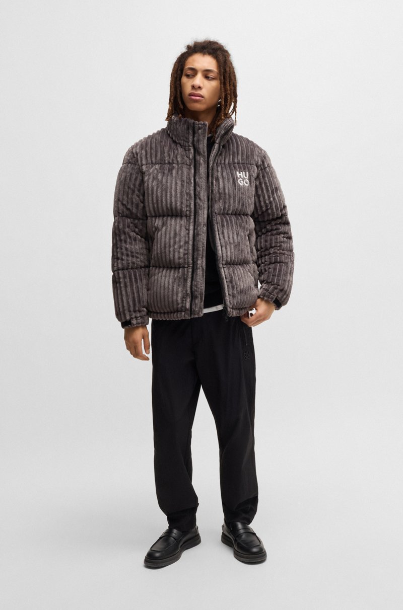 Hugo Boss Chaqueta Acolchada De Pana Con Logo Apilado Y Dobladillo Ajustable