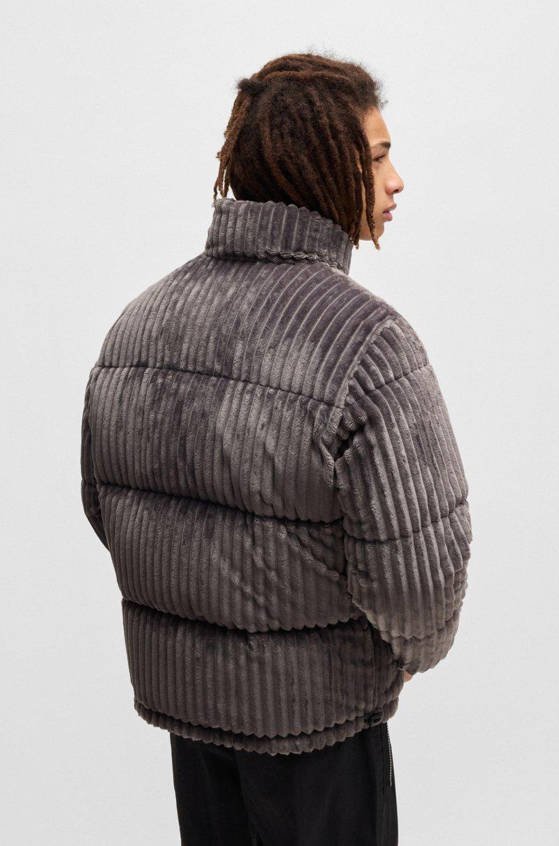 Hugo Boss Chaqueta Acolchada De Pana Con Logo Apilado Y Dobladillo Ajustable