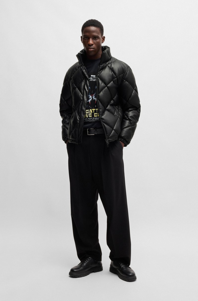 Hugo Boss Chaqueta Acolchada De Piel Sintética Con Logo Apilado