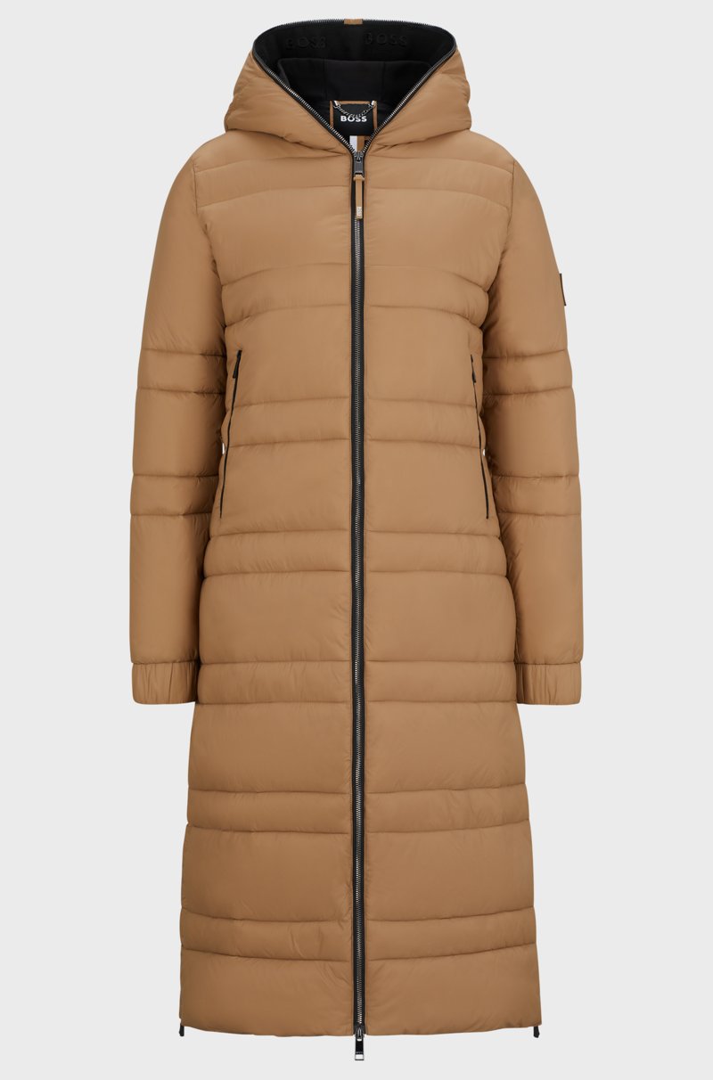 Hugo Boss Chaqueta acolchada larga de equitación con cremalleras laterales