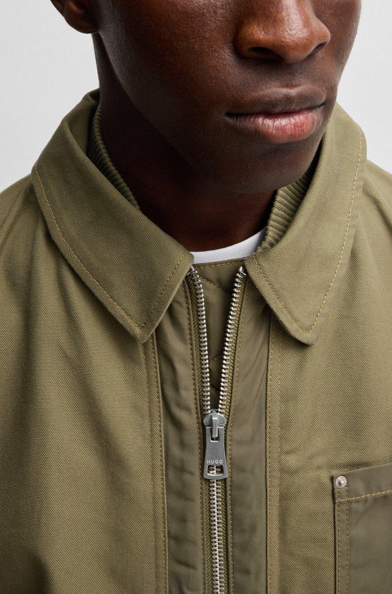 Hugo Boss Chaqueta Acolchada Relaxed Fit En Algodón Con Ribetes De Canalé