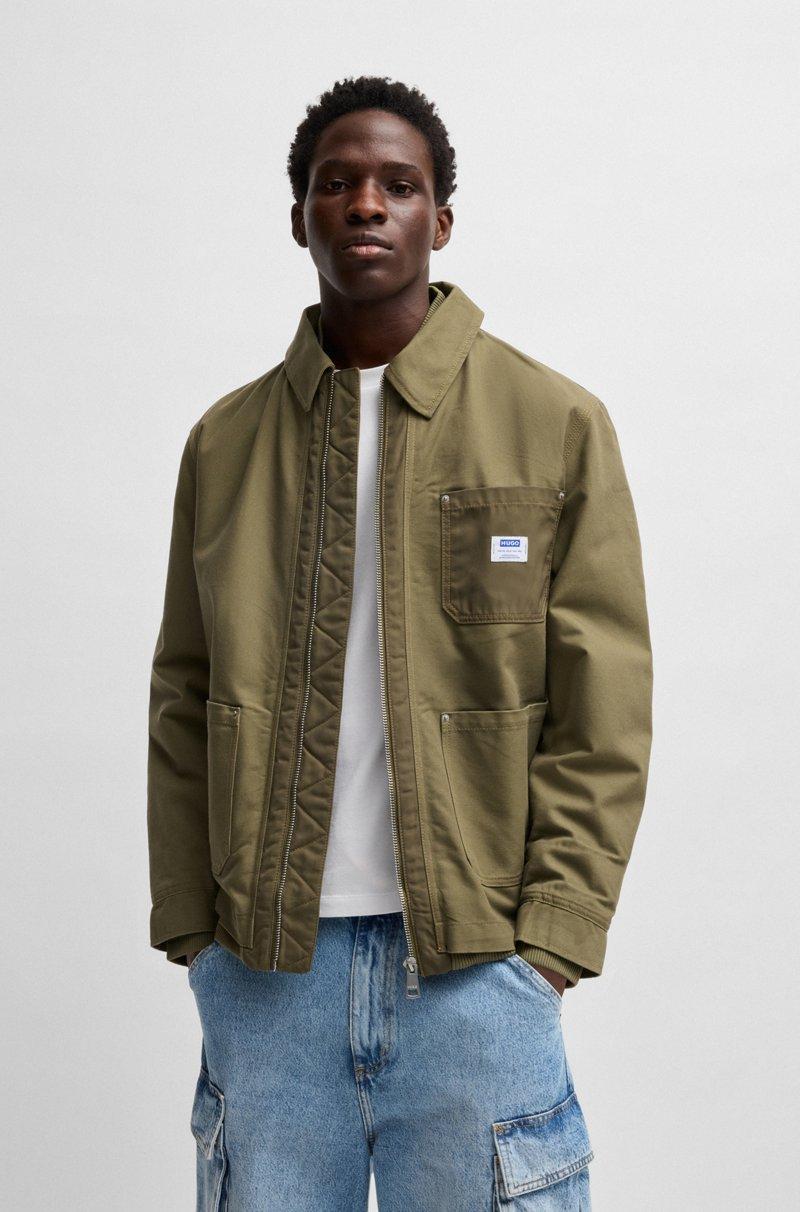 Hugo Boss Chaqueta acolchada relaxed fit en algodón con ribetes de canalé