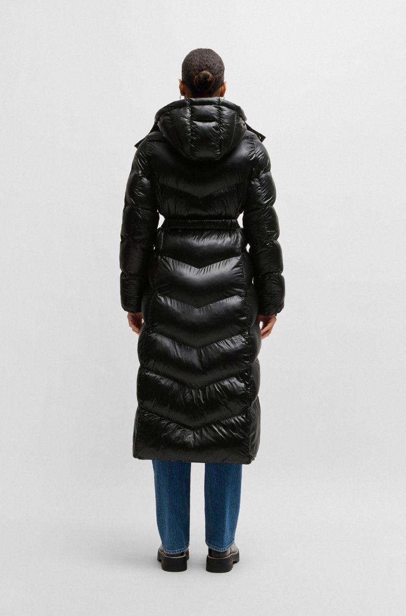 Hugo Boss Chaqueta Acolchada Repelente Al Agua Con Cinturón Con Logo