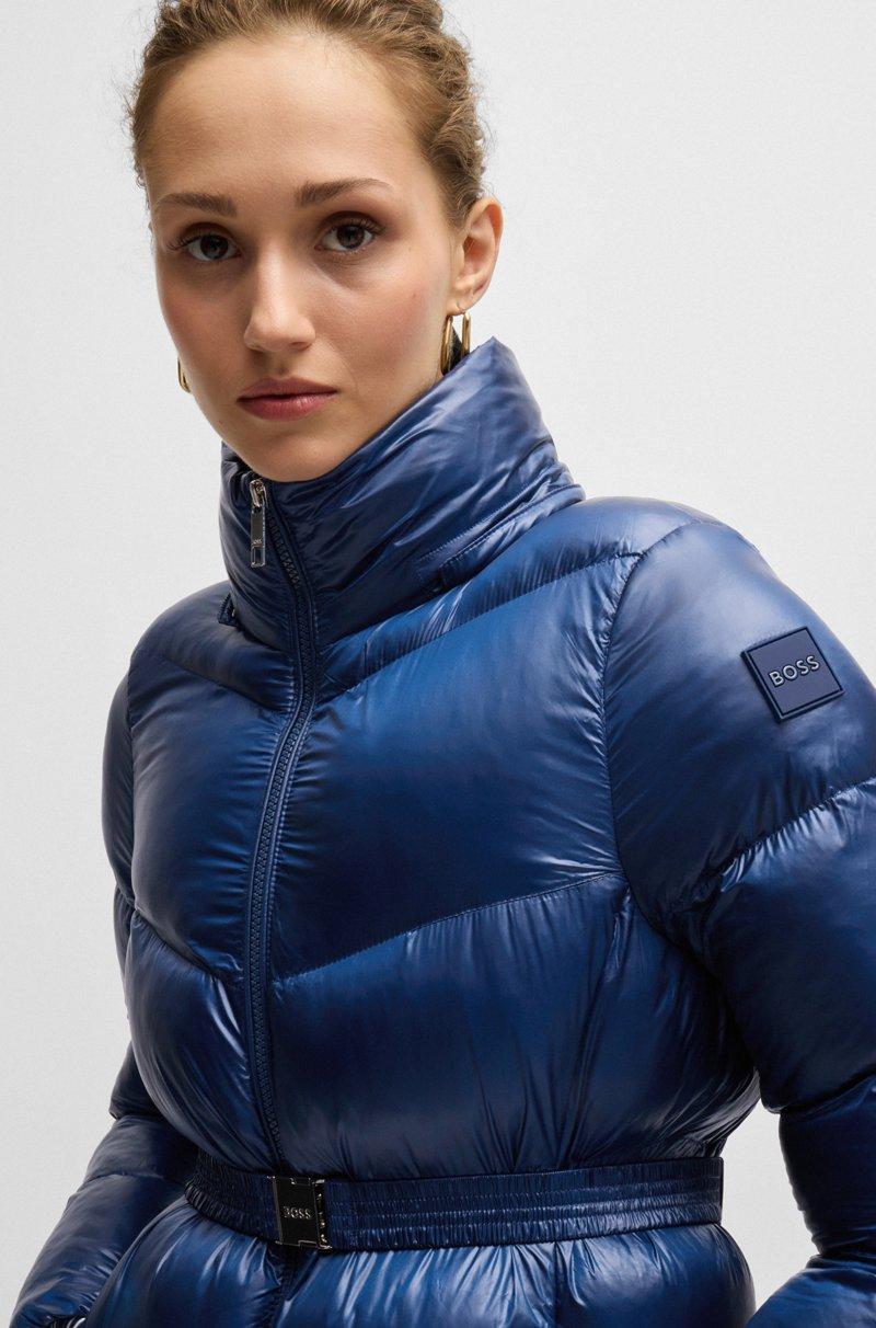 Hugo Boss Chaqueta Acolchada Repelente Al Agua Con Cinturón Con Logo