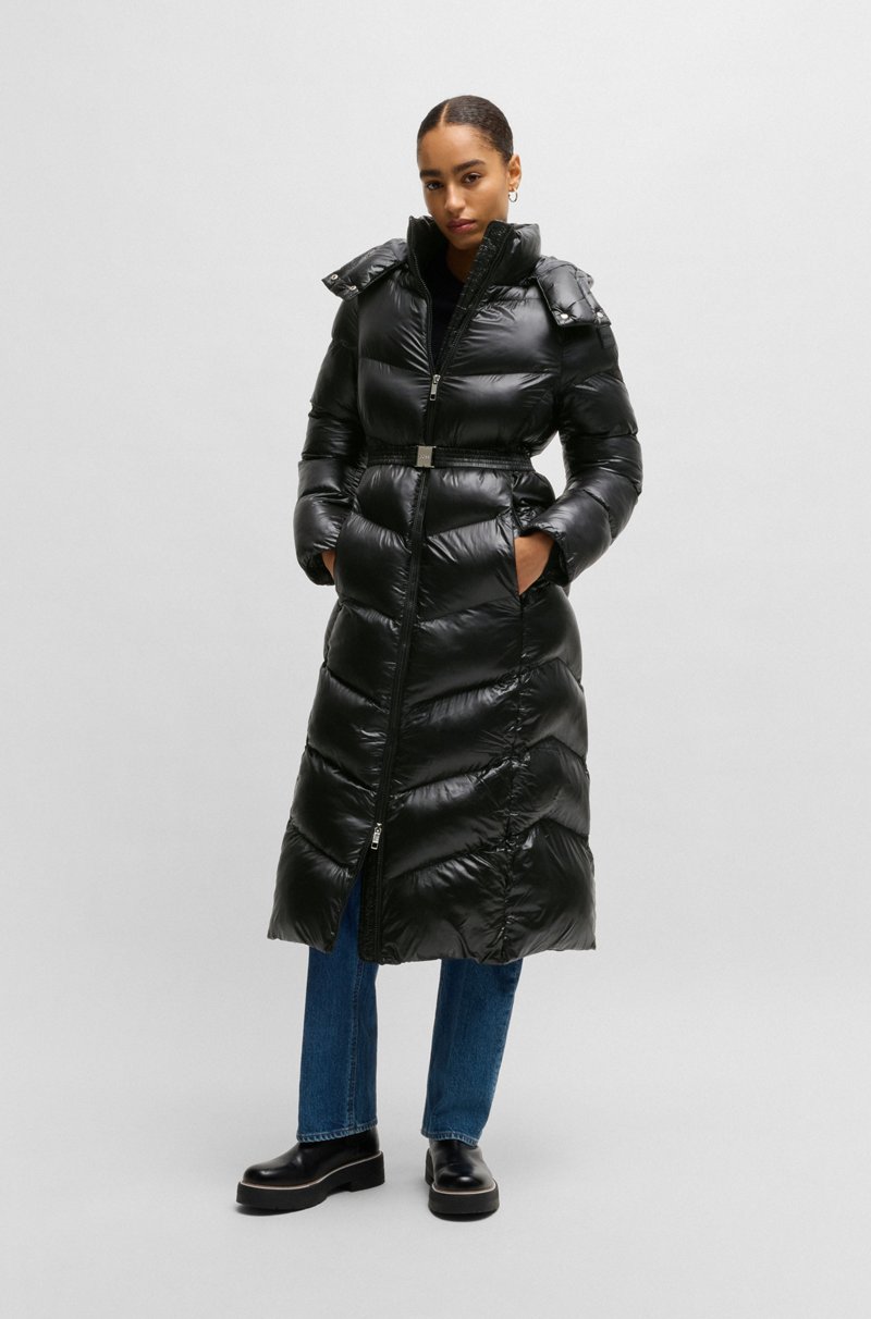 Hugo Boss Chaqueta acolchada repelente al agua con cinturón con logo